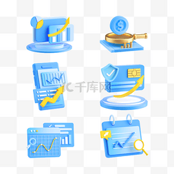 柱状logo图片_蓝色3D立体C4D银行金融理财套图