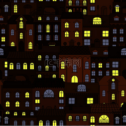 老城区的黑暗街道在夜间背景与复