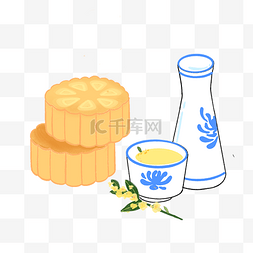 中秋桂花酒图片_中秋中秋节月饼美食和桂花酒