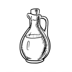 橄榄油瓶图标，带手柄和软木塞，