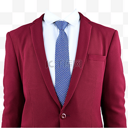 红色时尚设计图片_半身红西装白衬衫有领带摄影图