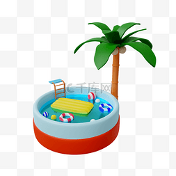 创意游泳池游泳图片_3DC4D立体夏天创意清凉游泳池