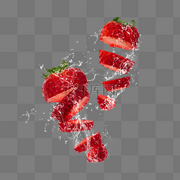 水果溅起水花图片_动感水溅草莓水果果蔬创意合成