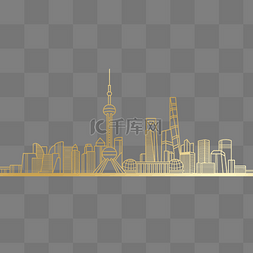 图片_金色金线剪影科技感上海城市建筑