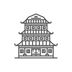 图标寺庙图片_中国宝塔孤立的轮廓图标矢量手绘