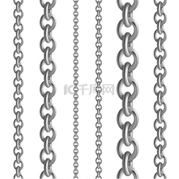 矢量绳子图片_金属无缝链系列铁链或银链套装白