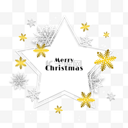 金色字字体设计图片_圣诞节金粉雪花五角星边框