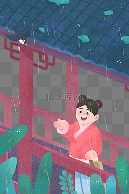 走廊场景图片_雨水节气春天雨季下雨场景