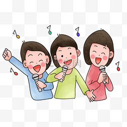 日本聚会女孩唱歌概念插画