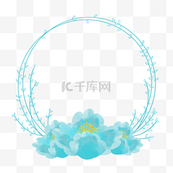蓝色花朵背景图案图片_蓝色花朵水彩花卉边框