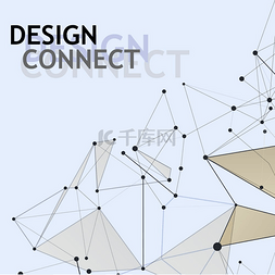 数字几何多边形图片_互联网连接、抽象科学设计和技术