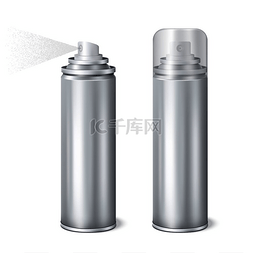 铝制气雾剂2个闪亮逼真的模型罐