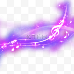 蓝紫色发光的音乐五线谱