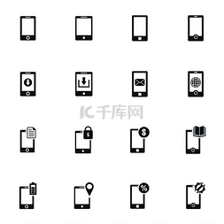 移动电脑图片_电话主题上的一组图标。