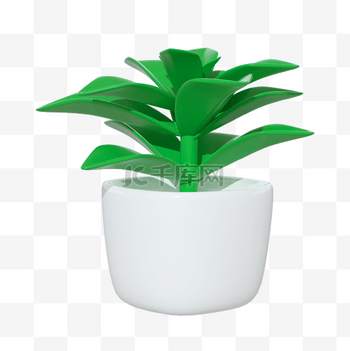 3D盆栽多肉长颈植物绿植C4D立体