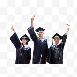 三证书证书图片_三个大学毕业生举起证书