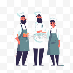 3个扁平矢量厨师人物形象
