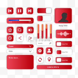 红色界面设计图片_用户界面红色手机界面图标