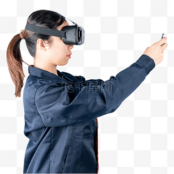 戴VR眼镜看手机的女孩