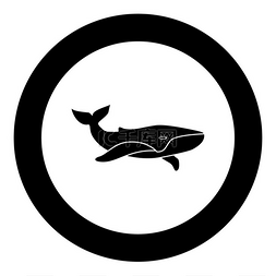 游泳的鲸鱼图片_孤立的圆形矢量图中的鲸鱼黑色图