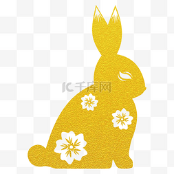 2023新春烫金兔子剪纸元素