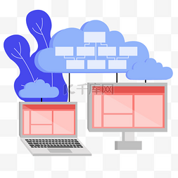 私人电脑和云端互联网云计算概念