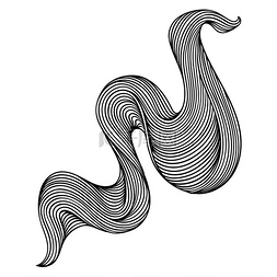 黑白波浪线图片_波浪线卷曲黑白纹理的单色条纹波