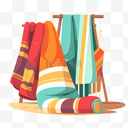 夏季扁平卡通风夏季浴巾