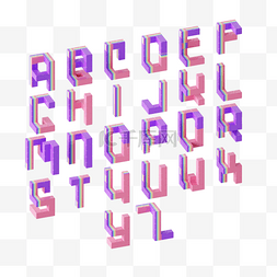 紫色立体字母图片_彩色抽象立体字母