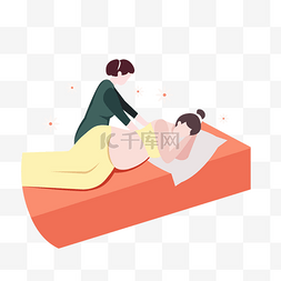 按摩器按摩图标图片_孕妇女性技师spa按摩概念插画