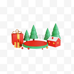 3DC4D圣诞圣诞节展台圣诞树礼物盒
