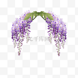 婚礼拱门图片_紫藤花拱门紫色水彩花卉