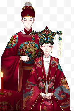 带头纱的新娘图片_中国风结婚婚礼新娘新郎