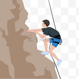 攀岩项目登山爬山男孩