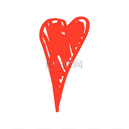 破碎心图片_白色背景上的红色心形。