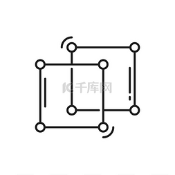 方形分子结构孤立的细线图标矢量