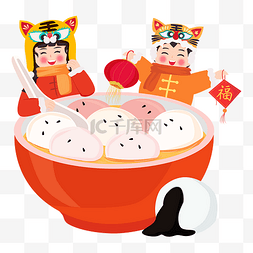 饺子图片_新年元宵吃汤圆的孩子春节