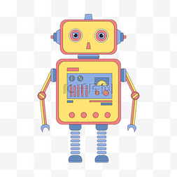机器人科技图片_卡通可爱黄色科技机器人