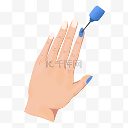 蓝色指甲图片_美甲彩妆涂抹蓝色指甲油的手