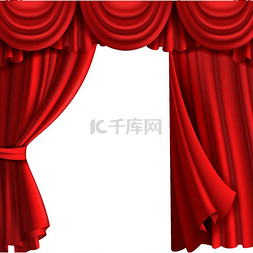 红色窗帘装饰图片_窗帘与窗帘舞台剧院织物红色窗帘