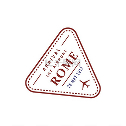 移民图片_抵达罗马国际机场的签证，矢量孤