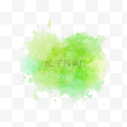 笔刷笔触绿色水彩风格