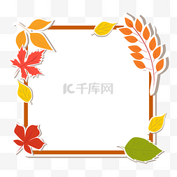 秋天枫叶植物立体边框卡片