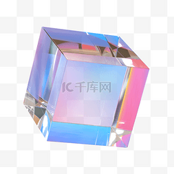 几何正方形图片_C4D立体透明立方体图形