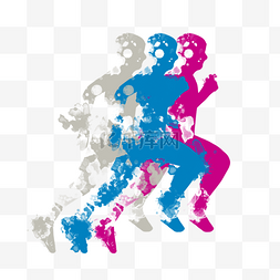 矢量女人跑步图片_跑步马拉松抽象重叠风格