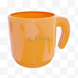 咖啡杯3d图片_3DC4D立体橘色杯子