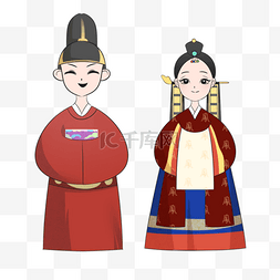 卡通人物韩国婚礼新婚传统服饰