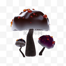 蘑菇红伞伞图片_3D立体哥特风万圣节装饰圆蘑菇