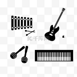 钢琴吉他图片_线稿音乐器材电吉他