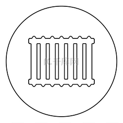 铸铁电池加热散热器图标圆形轮廓